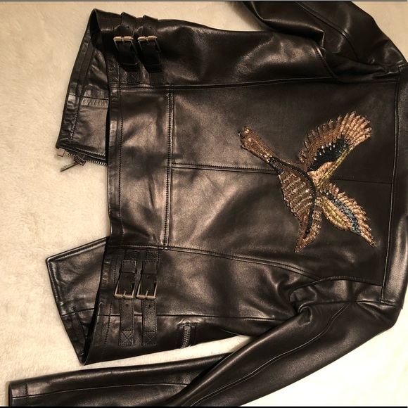SOLD!!Gucci leather jacket with embellishment bird - Picture 3 of 8